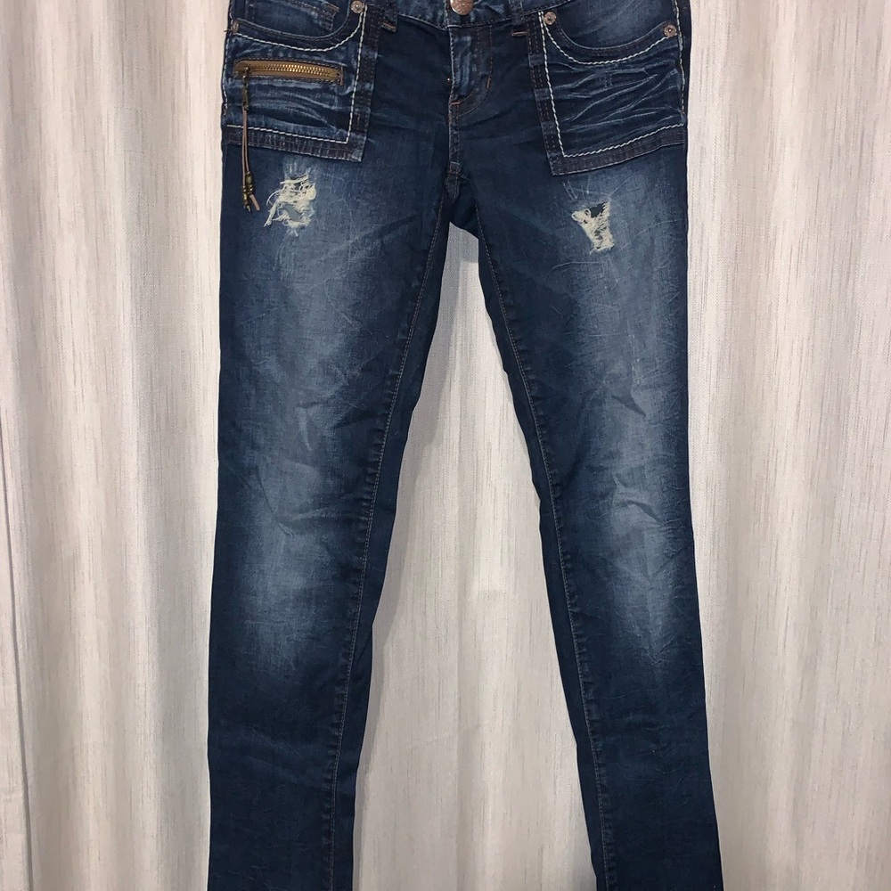 Guess Stylish Blue Distressed Women Jeans